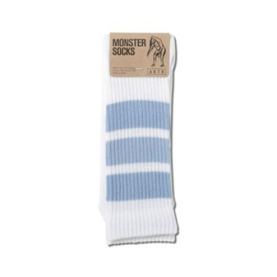 画像1: MONSTER SOCKS WHITExLIGHT BLUE 224-043021 WHxLBL CREWソックス AKTR アクター ソックス