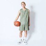 画像2: MOCK GARMENT DYED SLEEVELESS SPORTS TEE GREEN 224-002005 GR AKTR アクター ノースリーブ タンクトップ ウエア  【MEN'S】 (2)