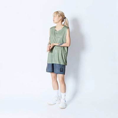 画像2: MOCK GARMENT DYED SLEEVELESS SPORTS TEE GREEN 224-002005 GR AKTR アクター ノースリーブ タンクトップ ウエア  【MEN'S】